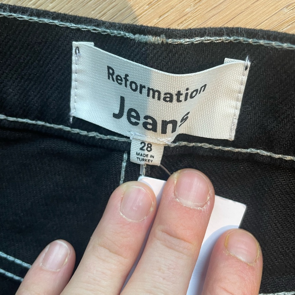 Reformation Cowboy High Rise Black Straight Jeans - Picture 5 of 6